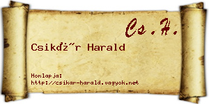 Csikár Harald névjegykártya